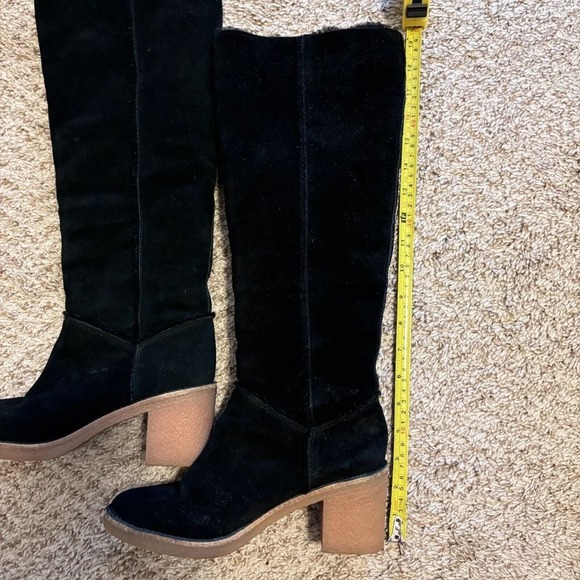 UGG Women Kasen Tall Waterproof Sheepskin Lined Black Suede Heel Boots size 7‎ - Picture 11 of 15